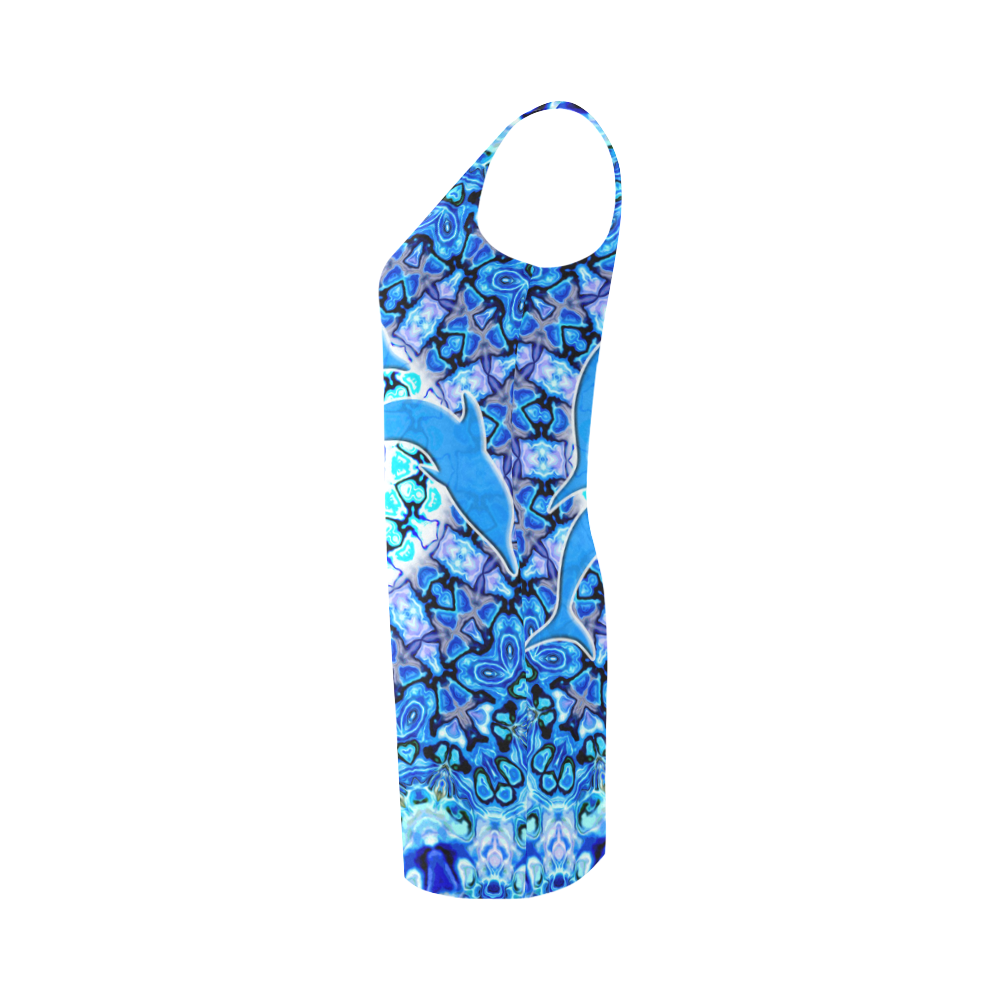 Mandala Magic Blue JUMPING DOLPHINS Medea Vest Dress (Model D06)