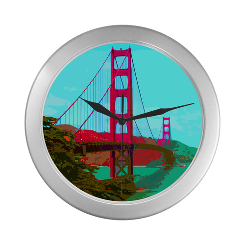 Golden_Gate_Bridge_20160901 Silver Color Wall Clock