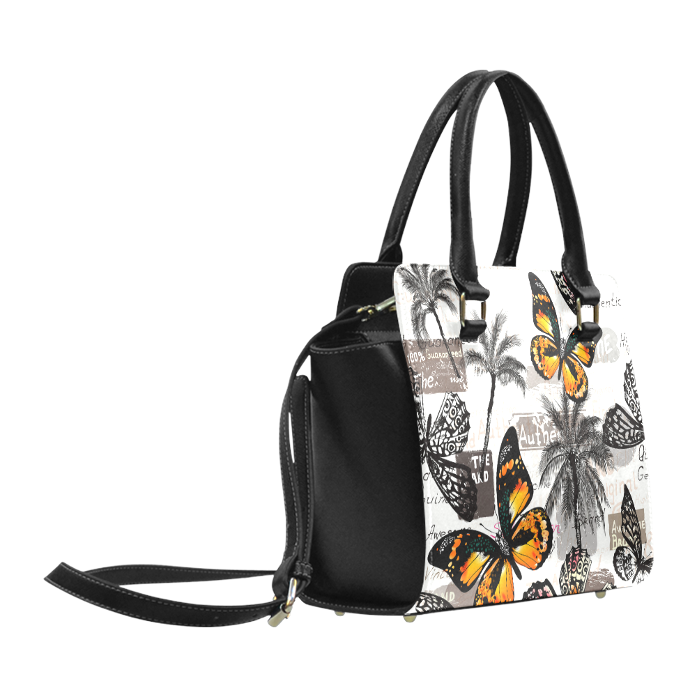 Exotic palms and exotic - inspired Designers Bag / Black and White artistic version 2016 Classic Shoulder Handbag (Model 1653)