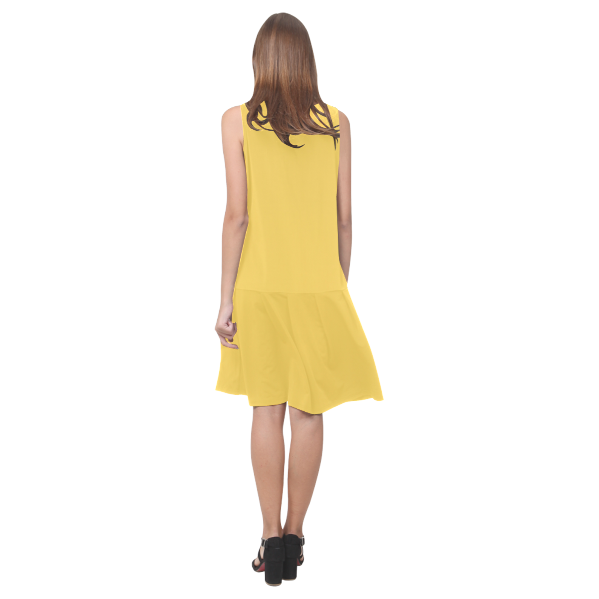 Primrose Yellow Sleeveless Splicing Shift Dress(Model D17)