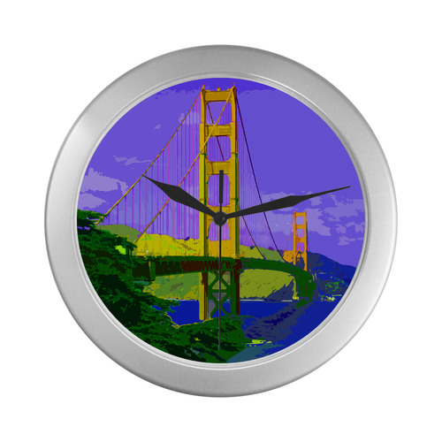 Golden_Gate_Bridge_20160909 Silver Color Wall Clock