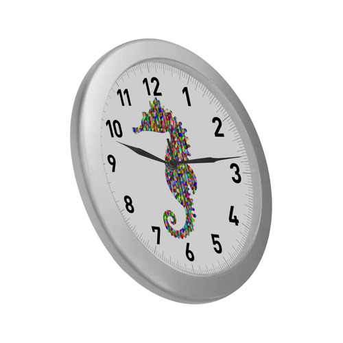 Abstract Triangle Seahorse Silver Color Wall Clock