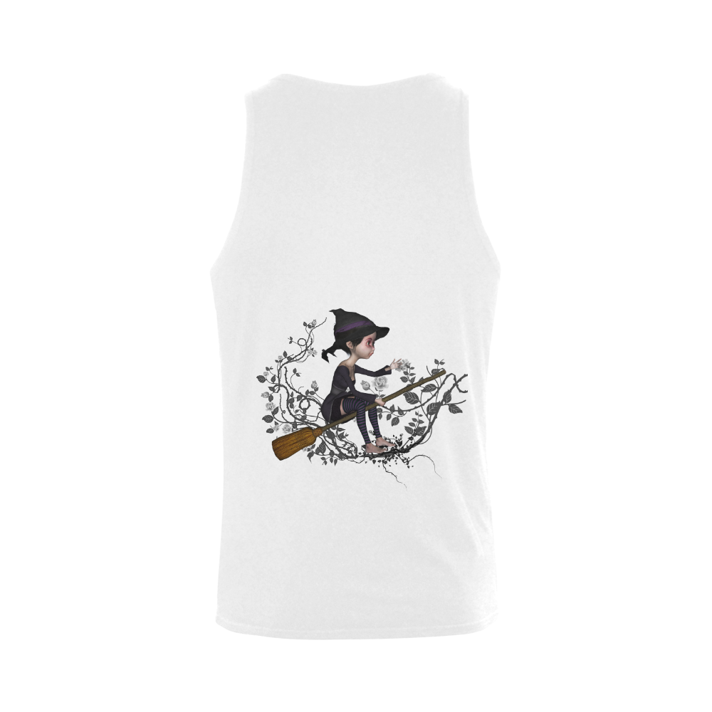 Cute witch on the broom Plus-size Men's Shoulder-Free Tank Top (Model T33)