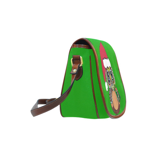 Christmas Owl Green Saddle Bag/Large (Model 1649)