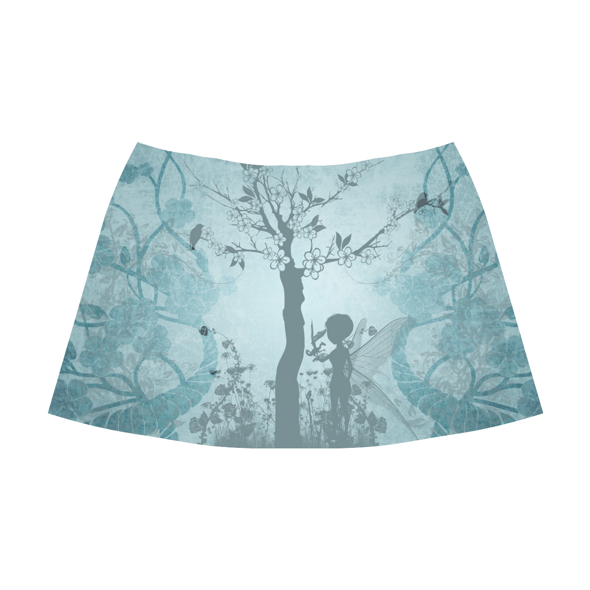 Cute fairy with little dragon Mnemosyne Women's Crepe Skirt (Model D16)