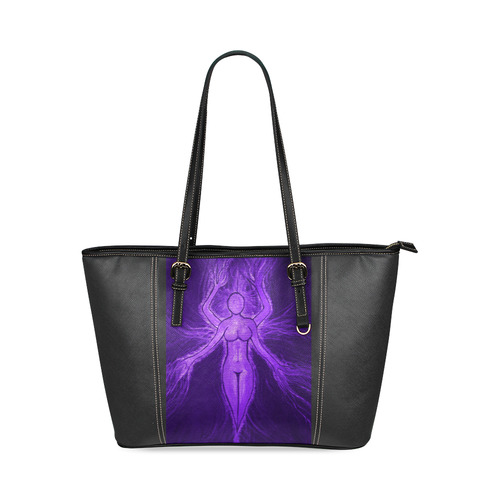 Goddess Violet Leather Tote Bag/Small (Model 1640)