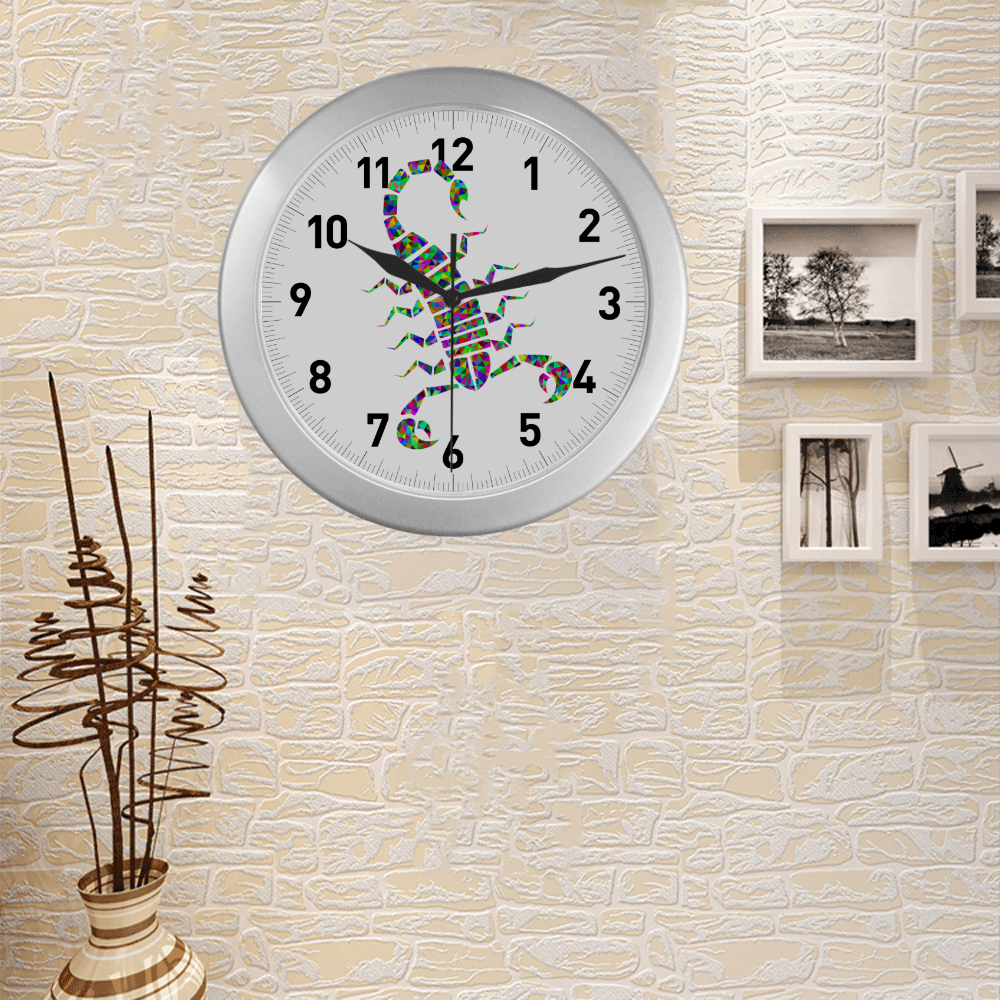 Abstract Triangle Scorpion Silver Color Wall Clock