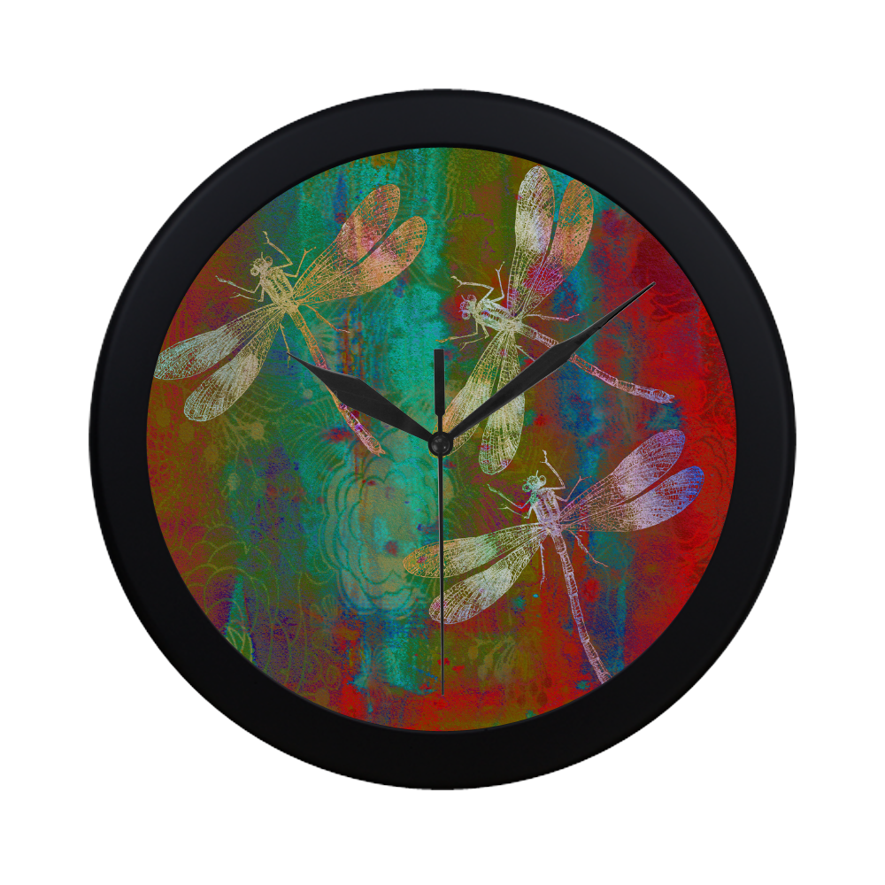 A Dragonflies Circular Plastic Wall clock