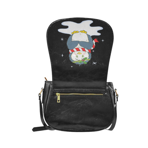 Adorable Christmas Penguin Black Classic Saddle Bag/Large (Model 1648)