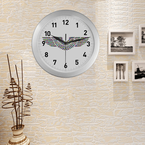 Abstract Triangle Eagle Wings Silver Color Wall Clock