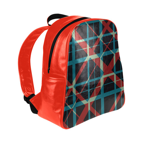 Plaid I Girls Red  Cool School Multi-Pockets Backpack (Model 1636)