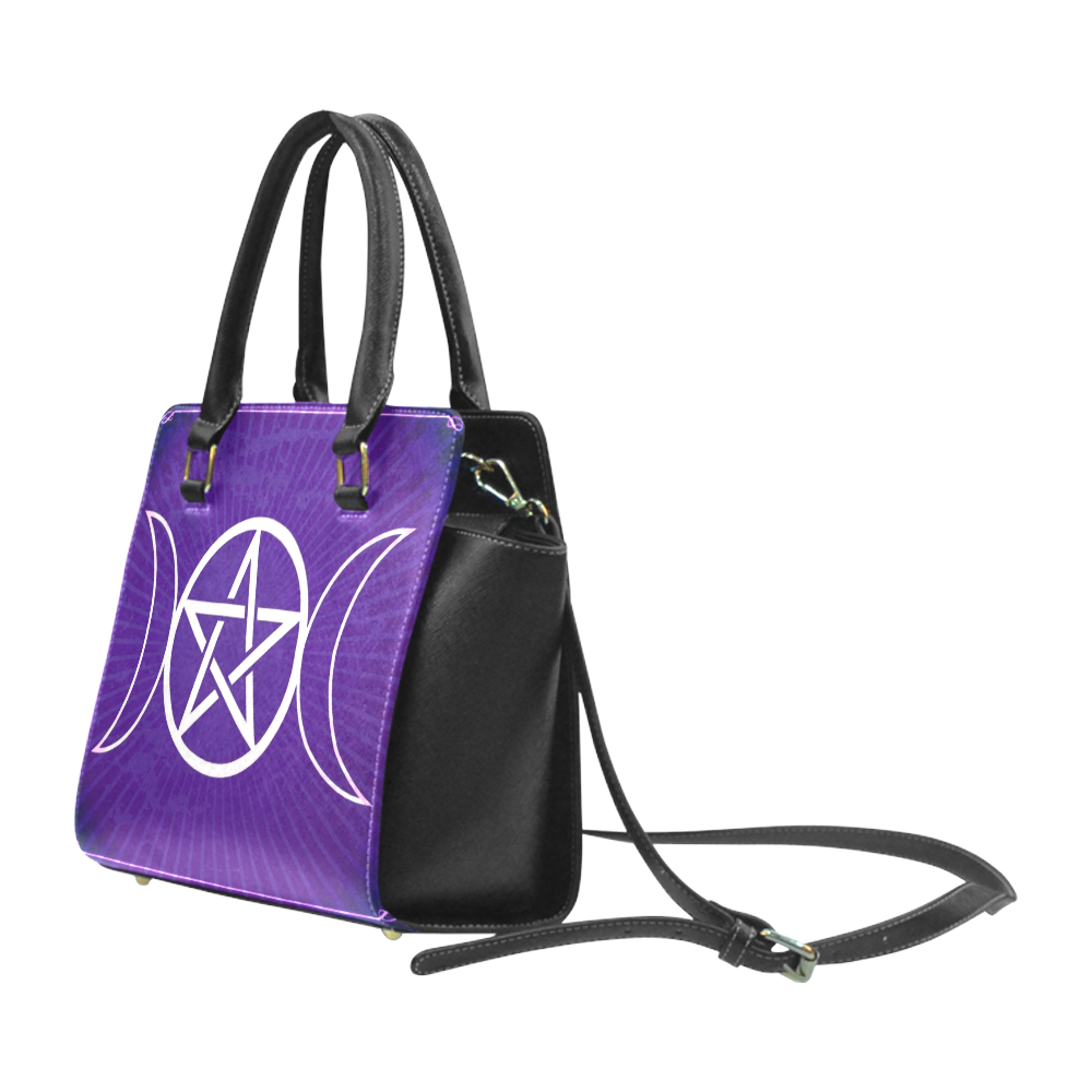 Moon Pentagram Rivet Shoulder Handbag (Model 1645)