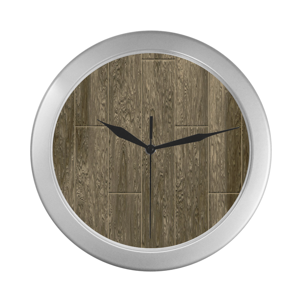 barn wood 4 Silver Color Wall Clock