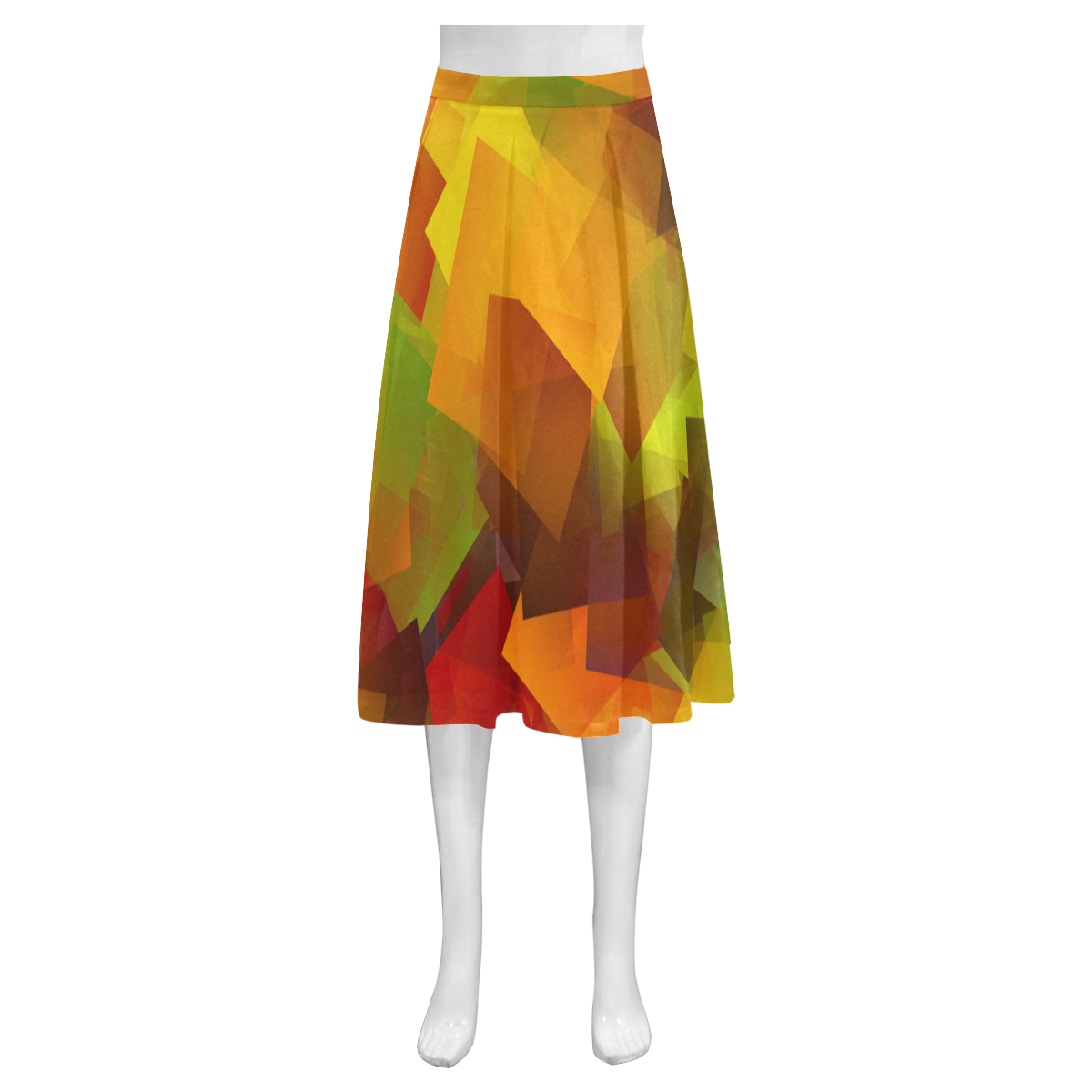Indian Summer Cubes Mnemosyne Women's Crepe Skirt (Model D16)