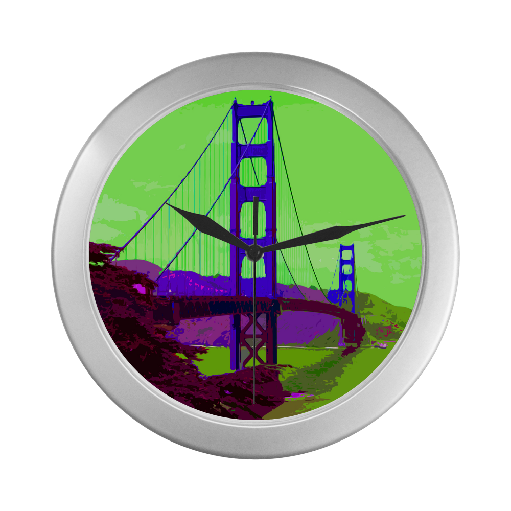 Golden_Gate_Bridge_20160903 Silver Color Wall Clock