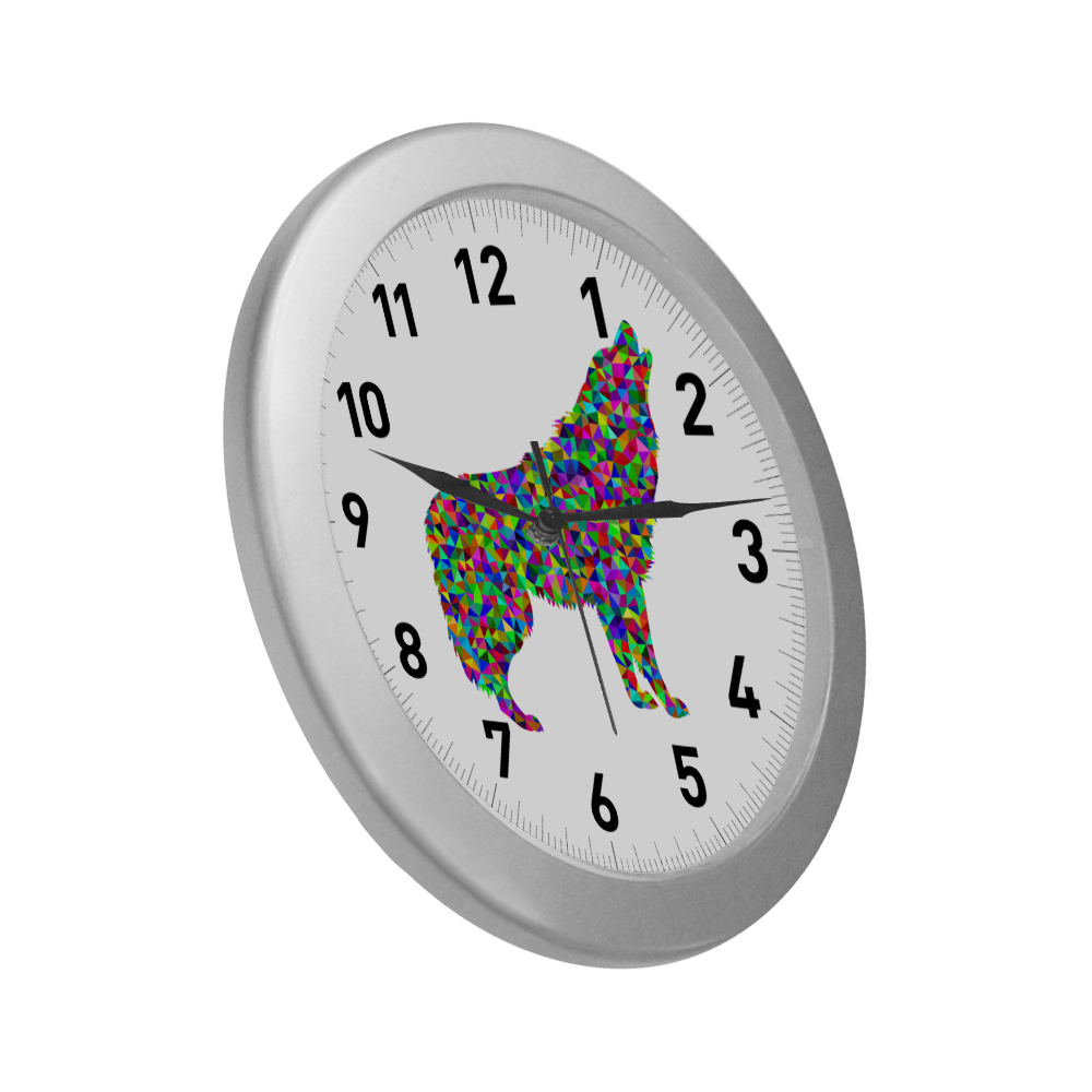 Abstract Triangle Wolf Silver Color Wall Clock