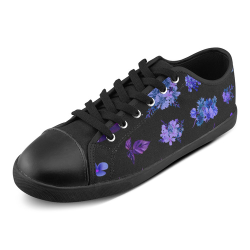 Purple and Black artistic floral shoes 2016 edition : Vintage version Canvas Shoes for Women/Large Size (Model 016)