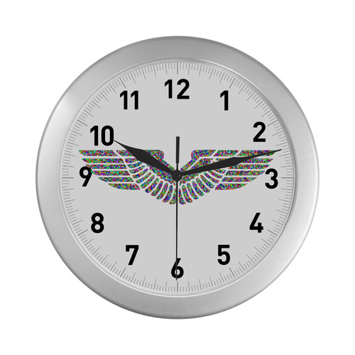 Abstract Triangle Eagle Wings Silver Color Wall Clock