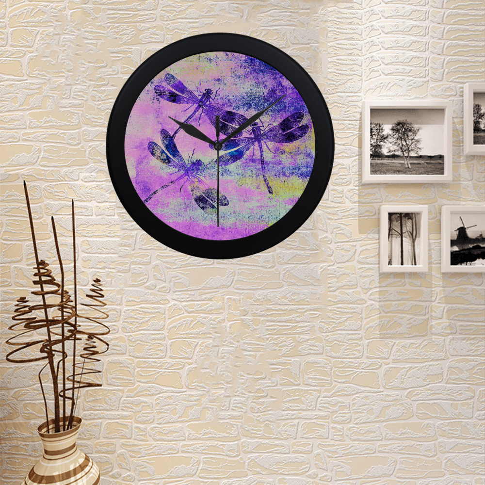 Mauritius Vintage Dragonflies Colours R Circular Plastic Wall clock