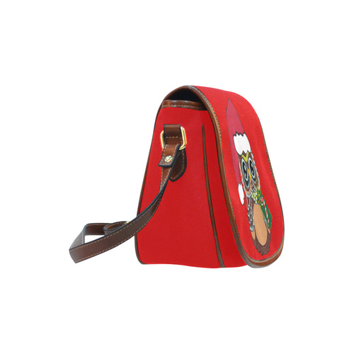Christmas Owl Red Saddle Bag/Small (Model 1649) Full Customization
