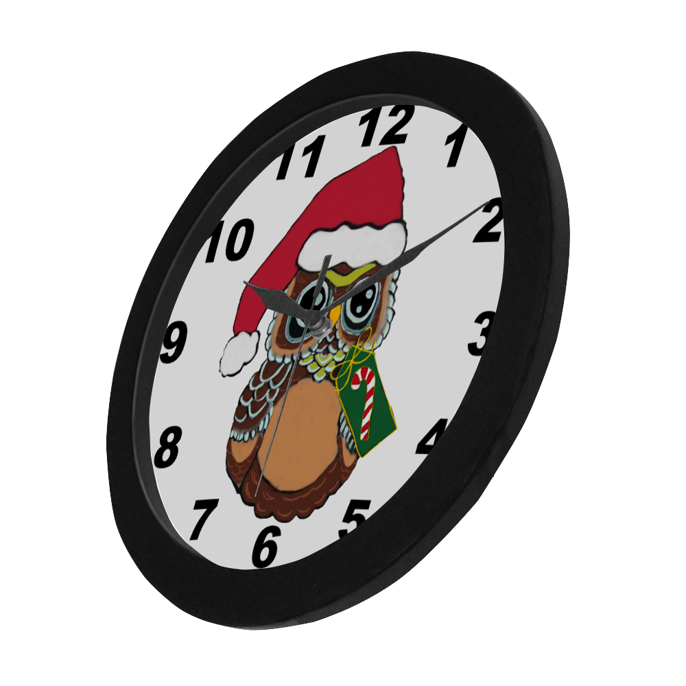 Christmas Owl Circular Plastic Wall clock