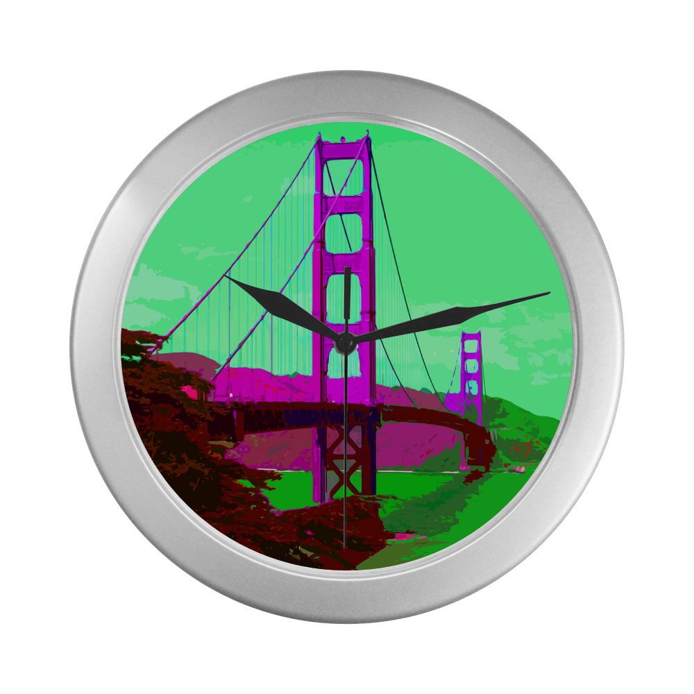 Golden_Gate_Bridge_20160902 Silver Color Wall Clock