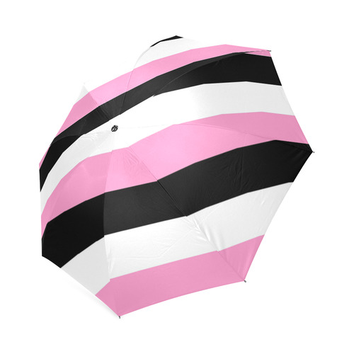 Black, Pink and White Stripes Foldable Umbrella (Model U01)