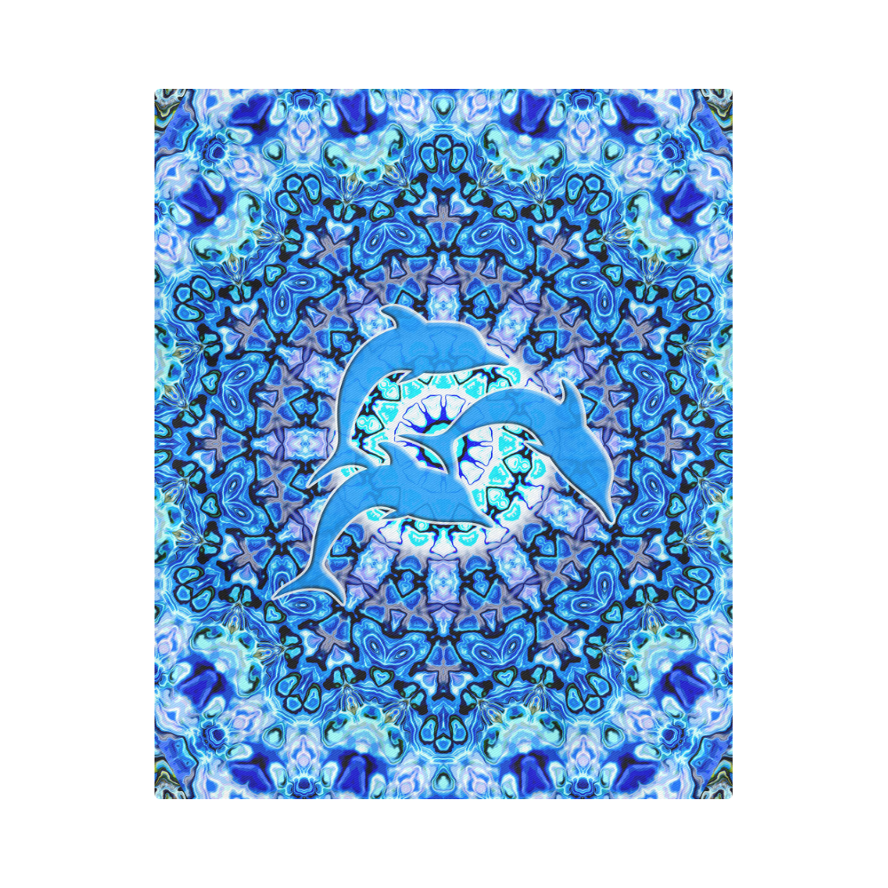 Mandala Magic Blue JUMPING DOLPHINS Duvet Cover 86"x70" ( All-over-print)