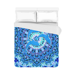 Mandala Magic Blue JUMPING DOLPHINS Duvet Cover 86"x70" ( All-over-print)