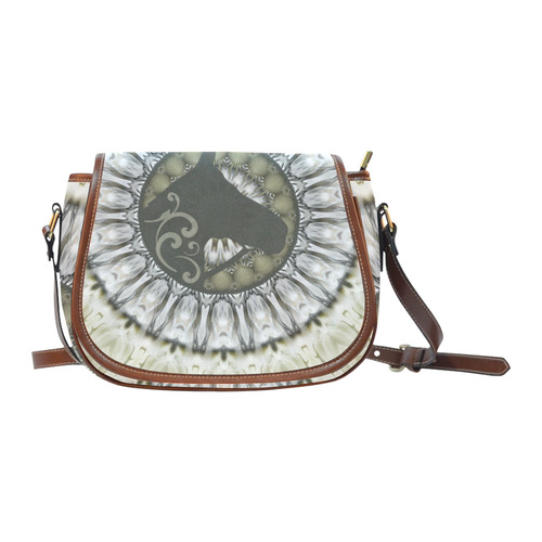 Mandala Magic Ripples HORSE HEAD SILHOUETTE Saddle Bag/Large (Model 1649)
