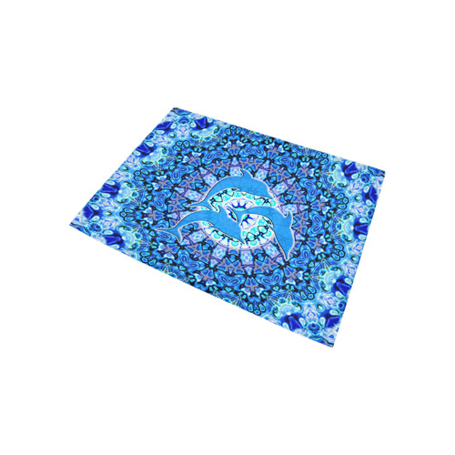 Mandala Magic Blue JUMPING DOLPHINS Area Rug 5'3''x4'
