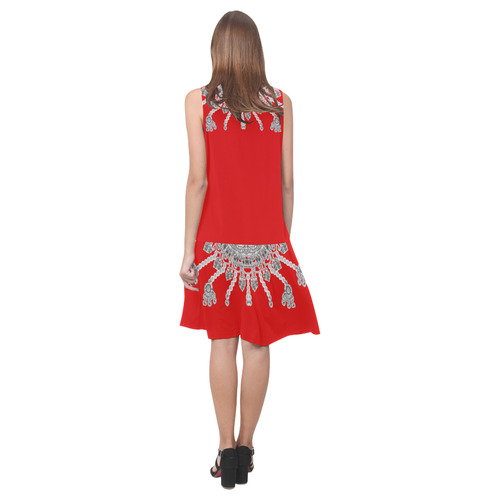 chains and pearls Sleeveless Splicing Shift Dress(Model D17)