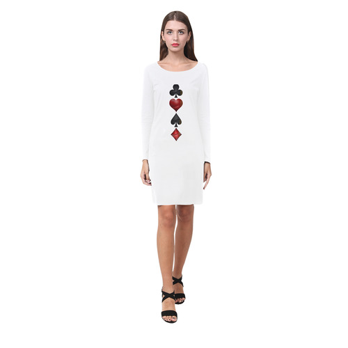 Black and Red Poker Casino Card Shapes Demeter Long Sleeve Nightdress (Model D03)