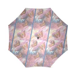 Two-Tone Striped Pastel Monarchs Foldable Umbrella (Model U01)