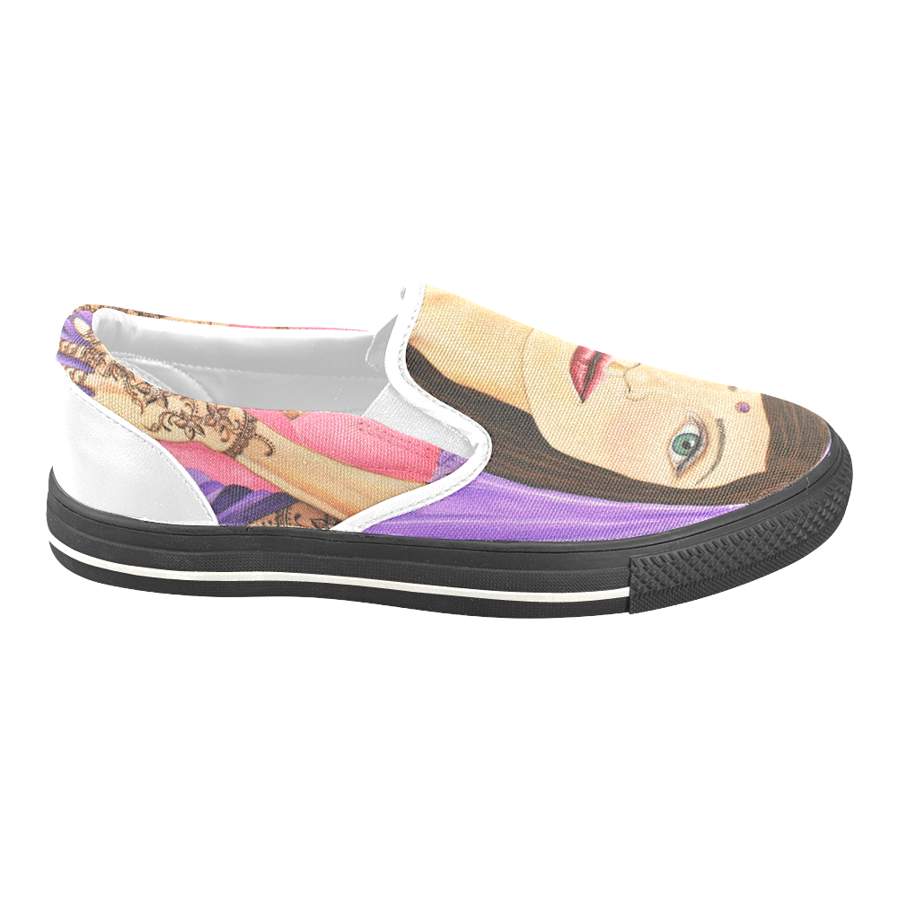BLESSINGS CANVAS SHOE Women's Unusual Slip-on Canvas Shoes (Model 019)