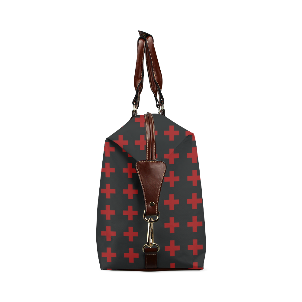 Crosses Punk Rock style Red-Black Classic Travel Bag (Model 1643)
