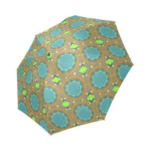 Amber and Teal Abstract Foldable Umbrella (Model U01)