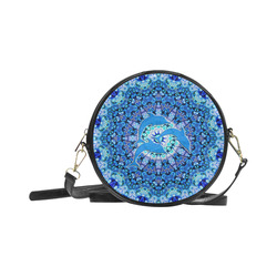 Mandala Magic Blue JUMPING DOLPHINS Round Sling Bag (Model 1647)