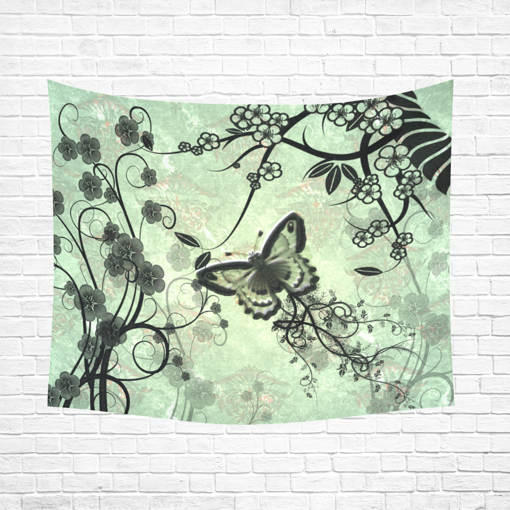 Butterflies and fantasy wood Cotton Linen Wall Tapestry 60"x 51"