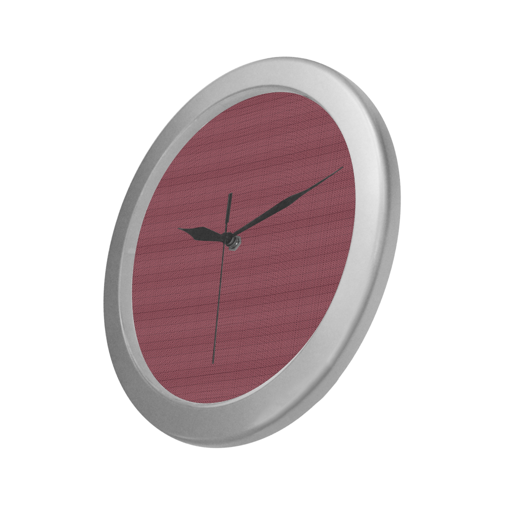 Pink Bricks Design Silver Color Wall Clock