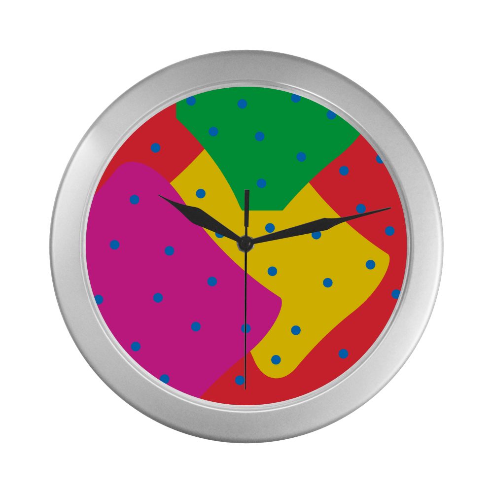Yellow Red Green Silver Color Wall Clock