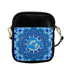 Mandala Magic Blue JUMPING DOLPHINS Sling Bag (Model 1627)