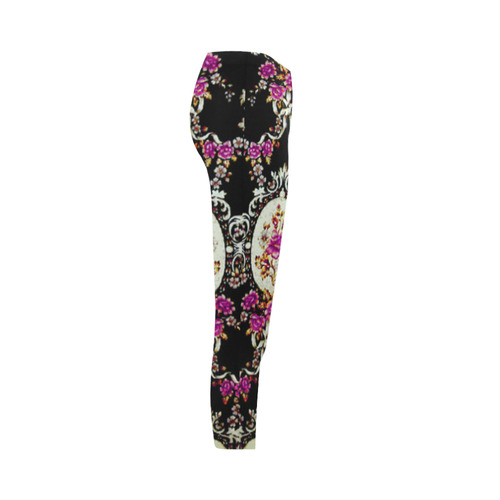 Beautiful Pink Vintage Floral Pattern Capri Legging (Model L02)