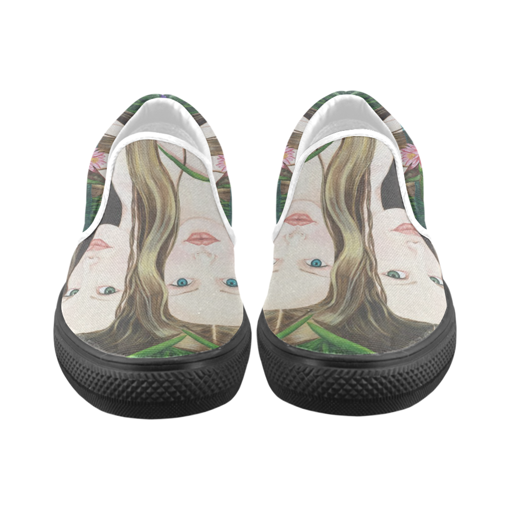 JEUNES NYMPHES CANVAS SHOES Women's Unusual Slip-on Canvas Shoes (Model 019)