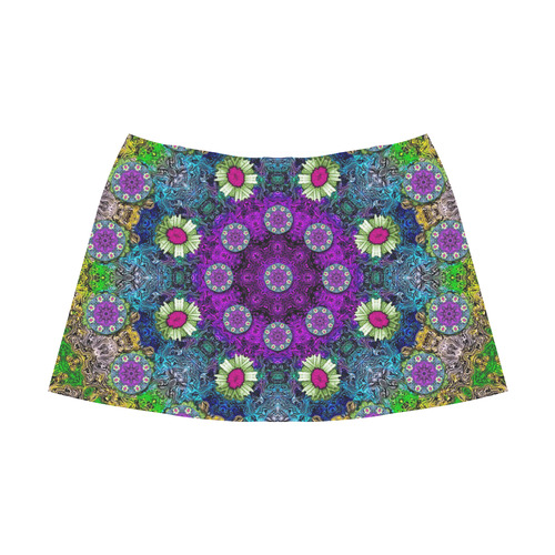 Colors and flowers in a mandala Mnemosyne Women's Crepe Skirt (Model D16)