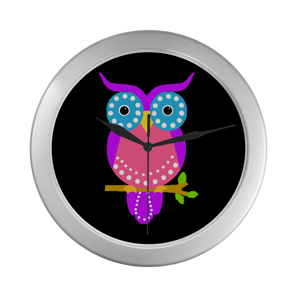 Owl Silver Color Wall Clock