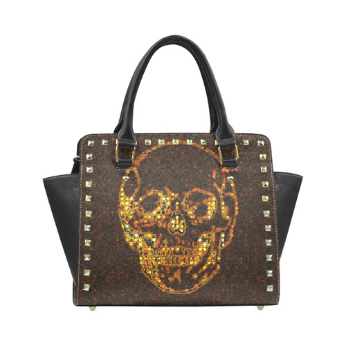 golden skull Rivet Shoulder Handbag (Model 1645)