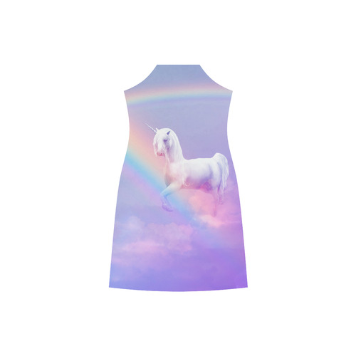 Unicorn and Rainbow V-Neck Open Fork Long Dress(Model D18)
