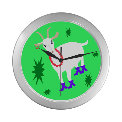 Goat Silver Color Wall Clock