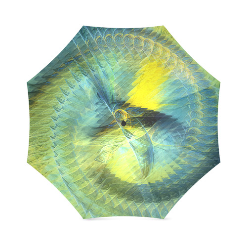 Light Blue Yellow Abstract Fractal Foldable Umbrella (Model U01)